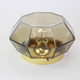 Iron and clear glass ceiling light by Limburg, Germany, 1960s