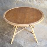 Salon, fauteuil et table en rotin 1960's