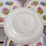 4 oyster plates 1960/70 floral decoration by MBFA Pornic