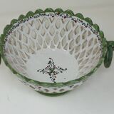 Openwork earthenware fruit bowl with olive decoration, 20 cm in diameter