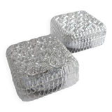 Pair of pressed glass wall lights, 1970