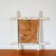 White bamboo effect wooden barber mirror 46 x 31 cm