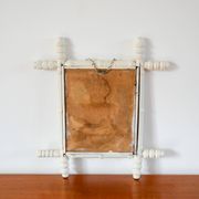 Miroir de barbier en bois effet bambou blanc 46 x 31 cm
