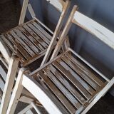 4 foldable chairs wood vintage epoch 1970