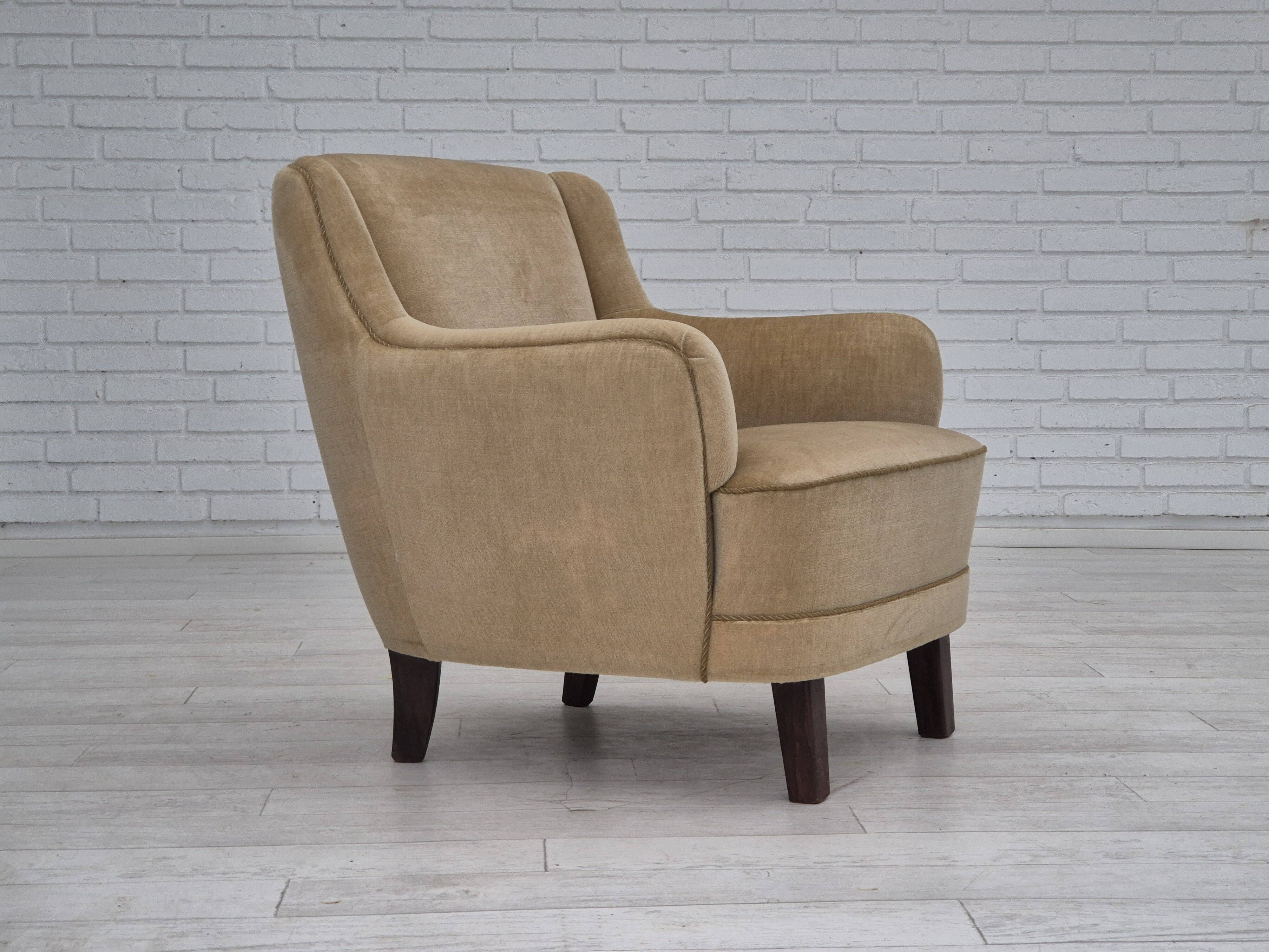 1970s, Danish lounge chair, original condition, furniture velour.