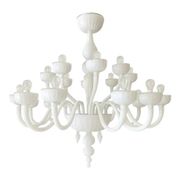Italian Monumental Contemporary 18 Arms in White Murano Style Glass Chandelier
