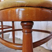 Set of 4 Vintage Bentwood Dining Chairs: Cane Back, Leather Seat, Thonet St