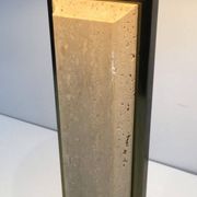 Table Lamp in Travertine and Gold Chrome, French Work, circa 1970