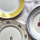 Set of 6 mismatched old earthenware flat plates Céranor Moulin des loups Digoin ACC-7187