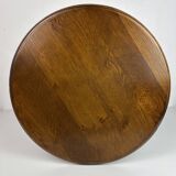 Brutalist Wood Turned Press Side Table in the style of Charles Dudouyt