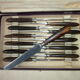 Box of 12 old cheese knives Stainless steel and bovine horn 202