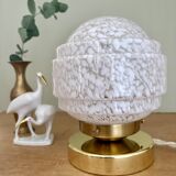 Vintage globe table lamp in white Clichy glass