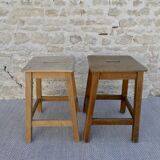 Pair of handle stools, solid wood