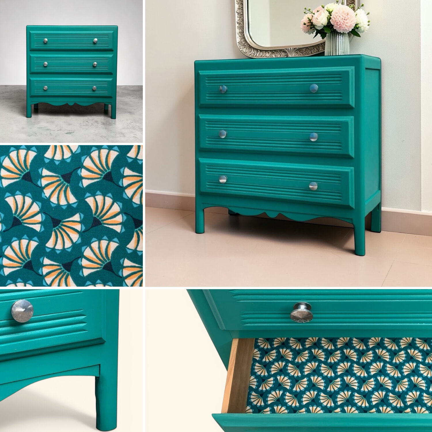 Commode art déco vert émeraude