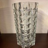 Vintage luminarc glass pave vase from the 70s with tall flowers