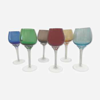 Lot de 6 verres à digestif colorés Murano, 1970