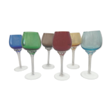 Set of 6 murano 1970 colored digestive glasses
