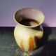 Old brown sandstone vase & beige signed deco 70s vintage