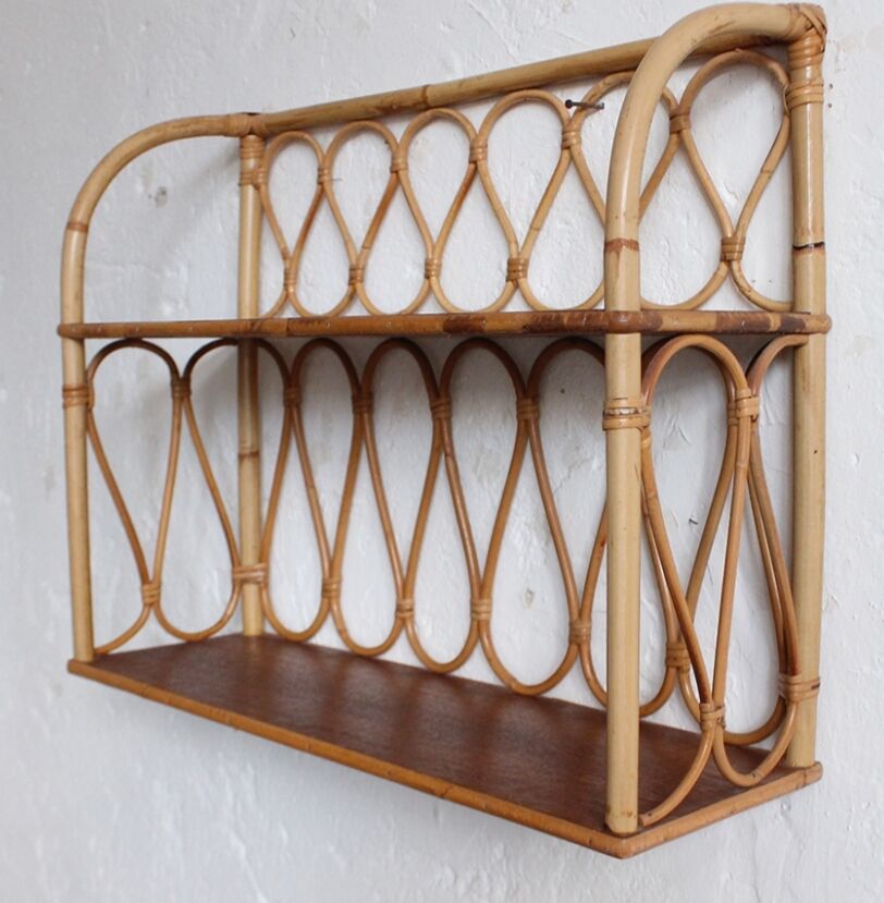 Rattan wall shelf 50s