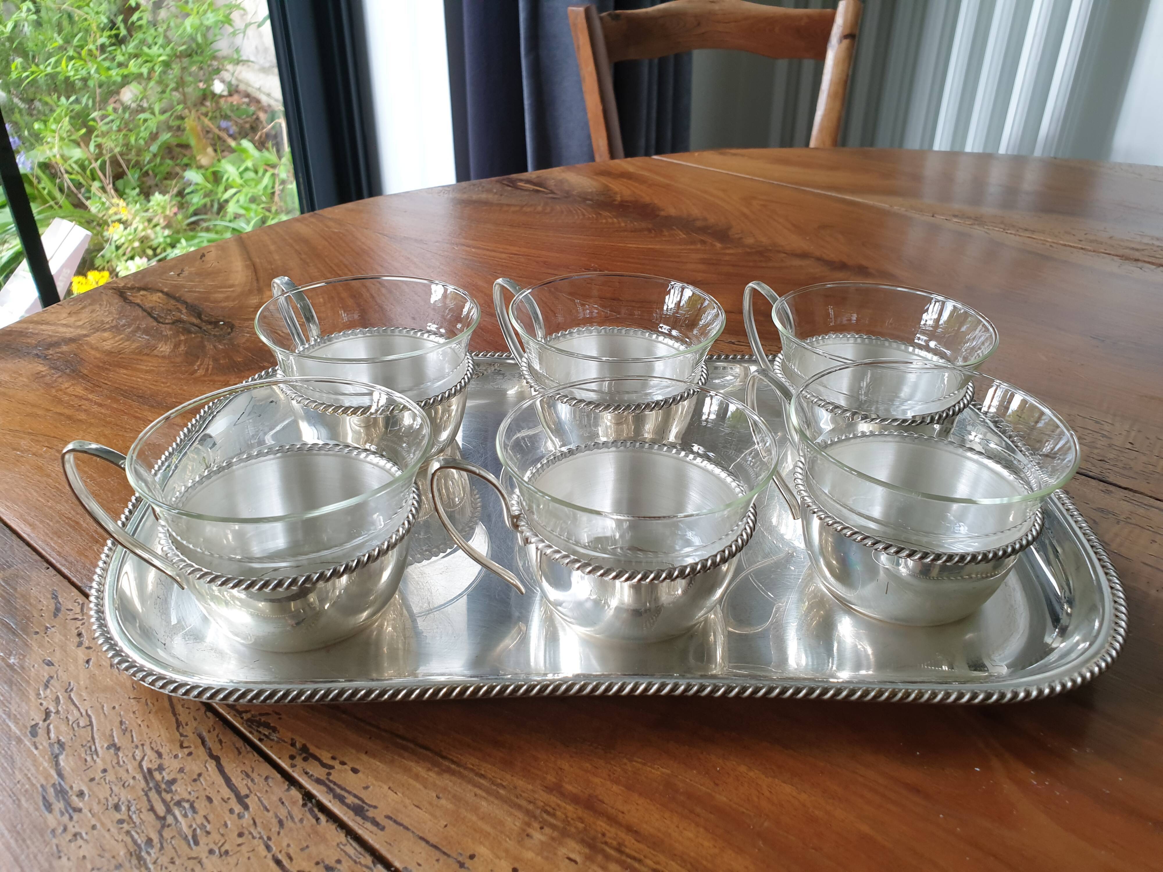 Silver coffee set and glass schott mainz 1970