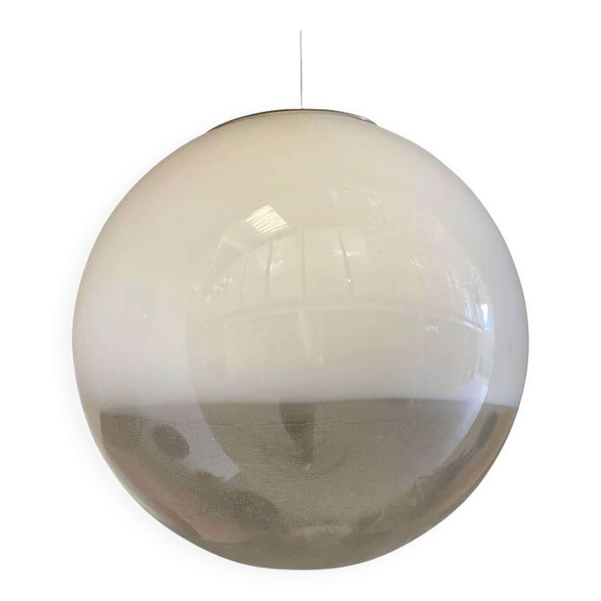 Contemporary Vanished White Sphere in Murano Glass Pendant Light