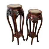 Sellettes chinoises bois et marbre