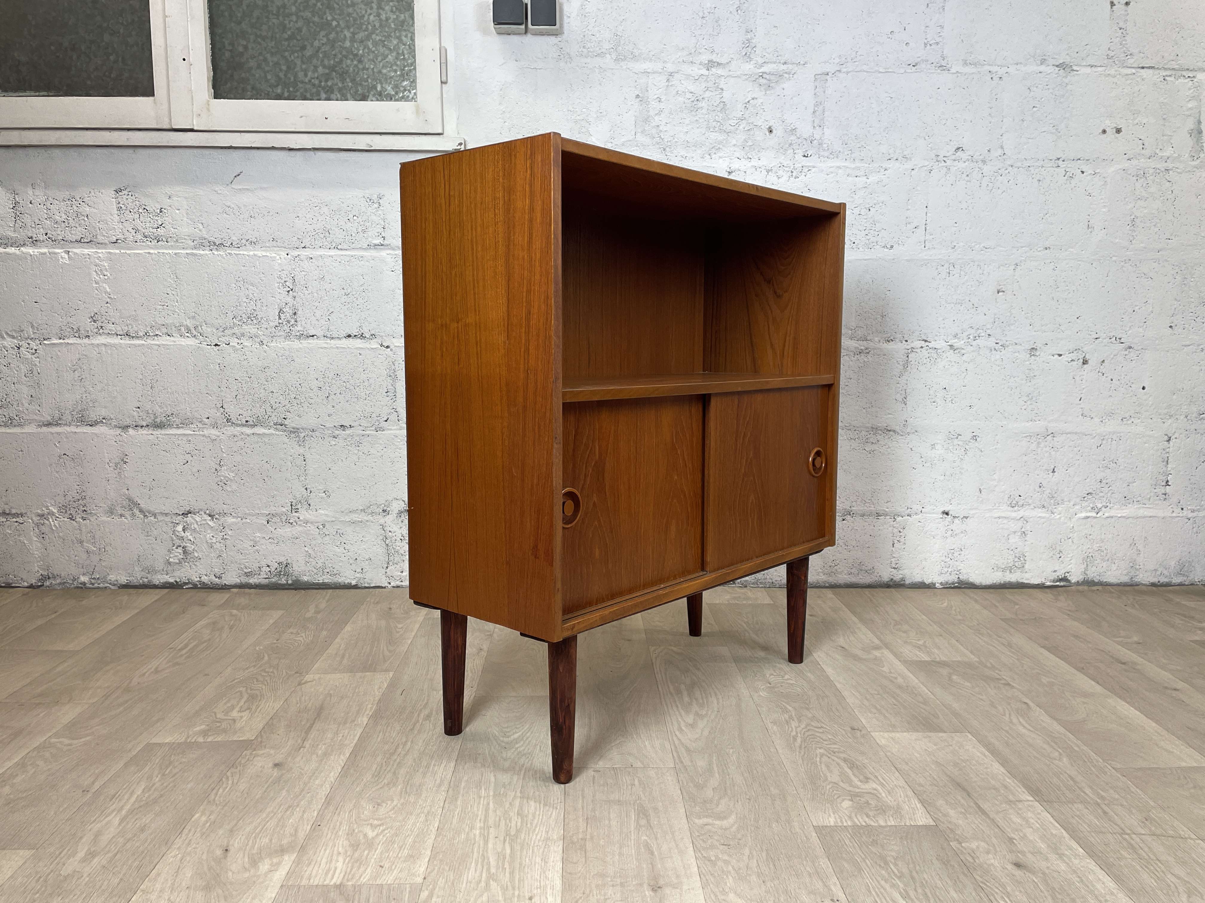 Vintage Scandinavian teak buffet bookcase, 60s