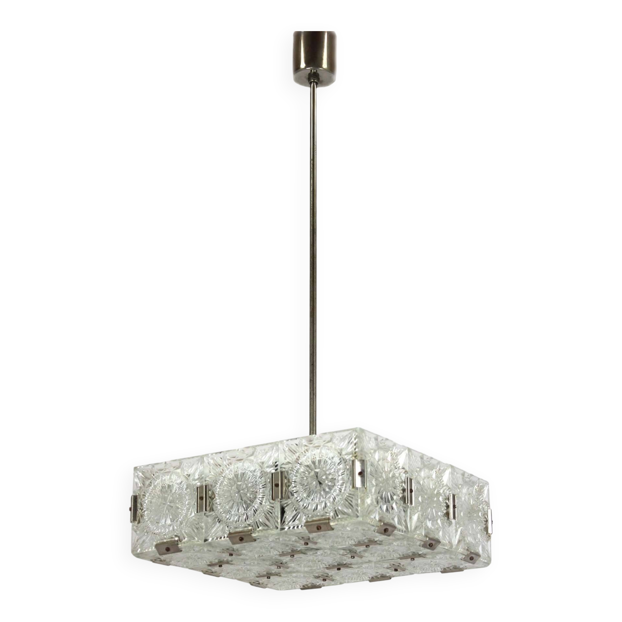 Vintage Sculptural Glass Pendant Lamp by Kamenický Šenov, 1970s