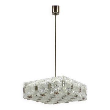 Vintage Sculptural Glass Pendant Lamp by Kamenický Šenov, 1970s