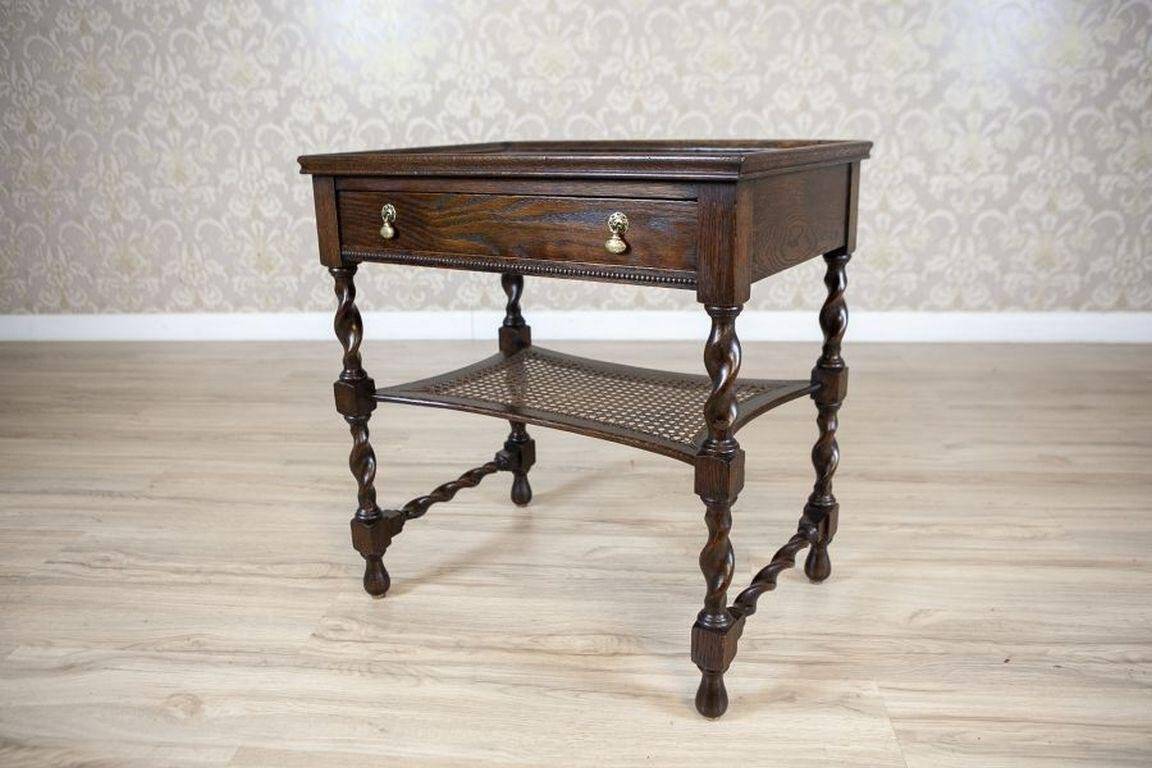 Oak Side Table in Dark Brown, 1930s
