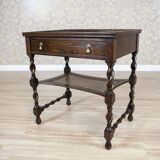 Oak Side Table in Dark Brown, 1930s