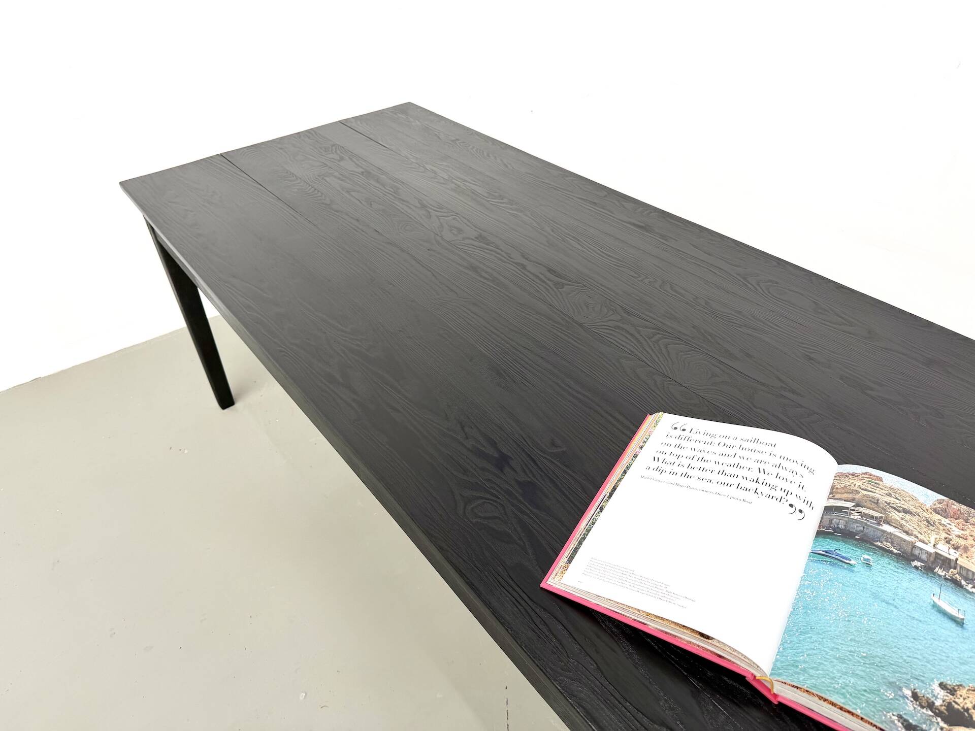 Large burnt wood table Shou Sugi Ban - 300 x 90 cm