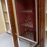 Attributed Gio Ponti Mid-Century Italian Mahogany and Brass Bar Cabinet, 50