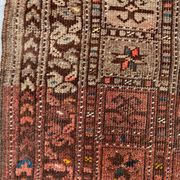 Vintage Afghan Turkoman village Rug 170x112 cm, Red, Black Tribal Medium