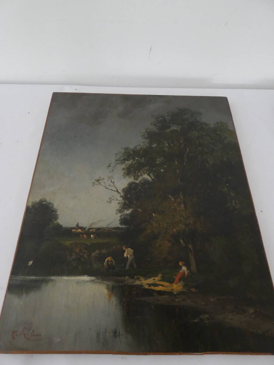 Two oil paintings on canvas signed N. Rousseau – fishing scenes from the 19th century.