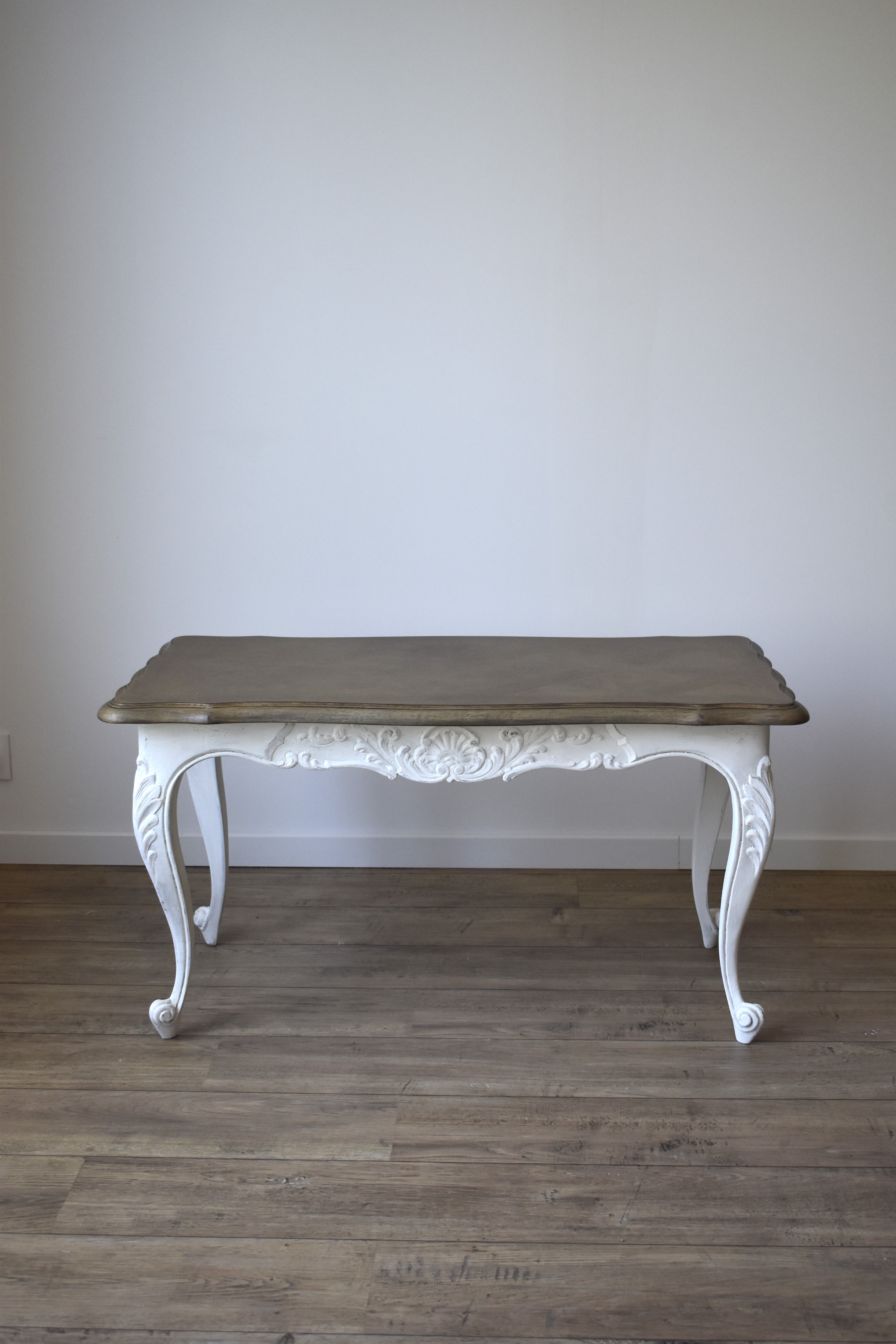 White base oak coffee table