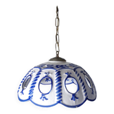 lampe suspension lustre abat jour en céramique ajourée