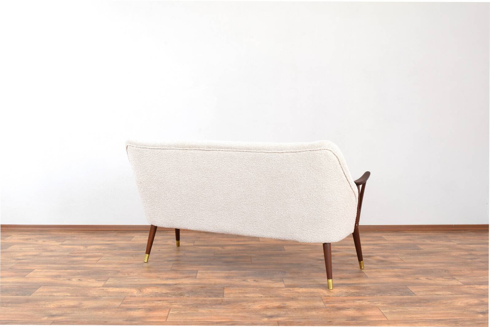 Mid-Century Norwegian Teak & Boucle Sofa, 1960s.
