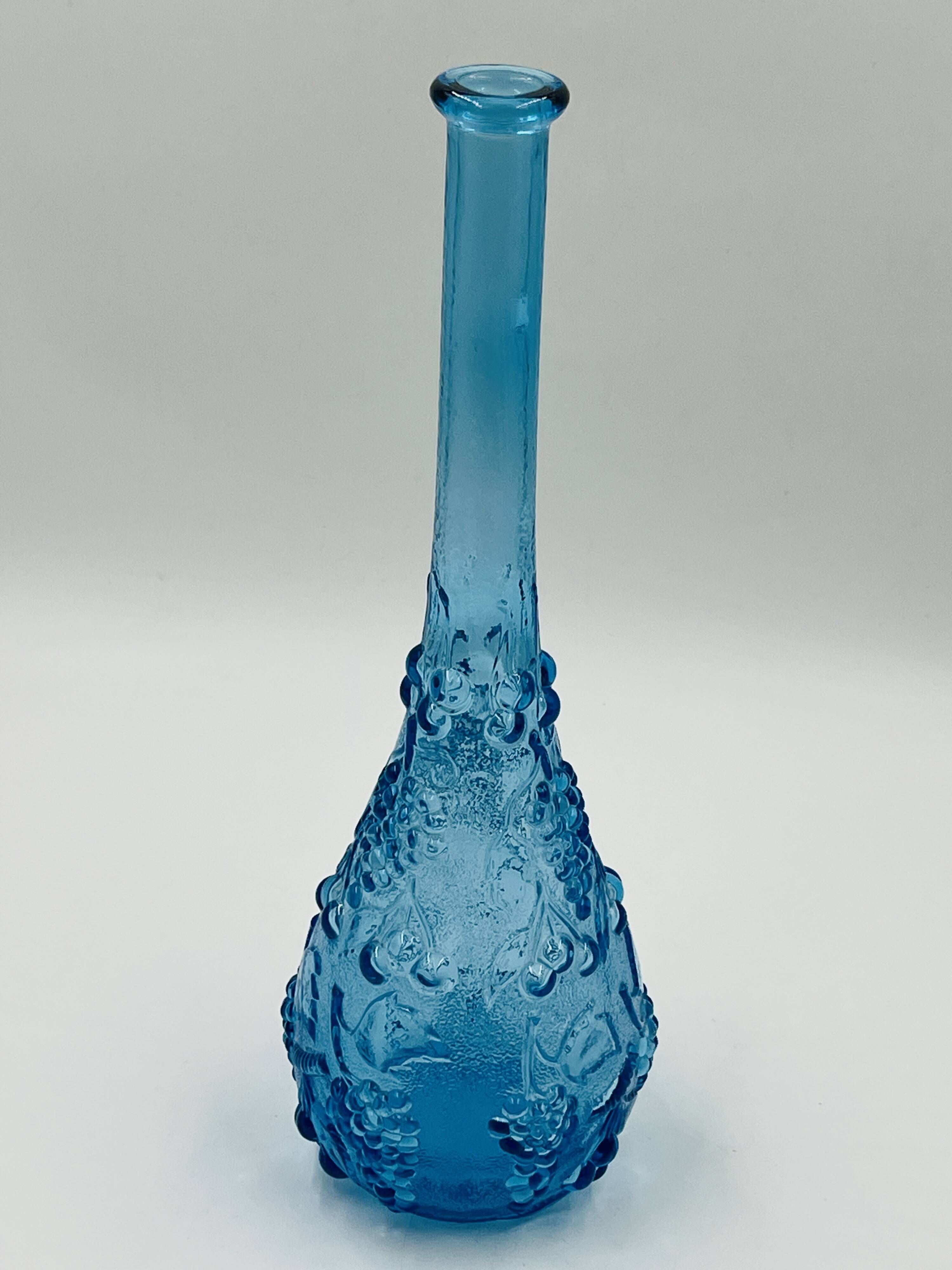 Grande bouteille vintage en verre bleu d'Empoli