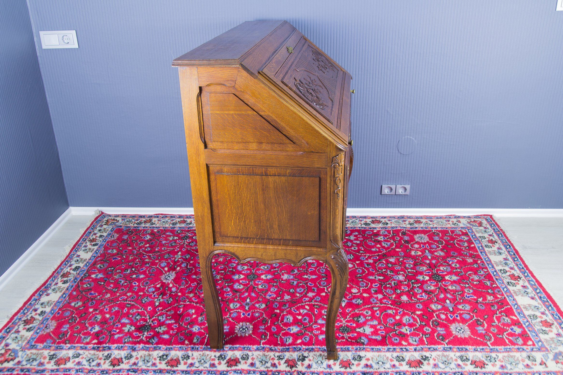 Louis XV style carved oak secretary 1930s