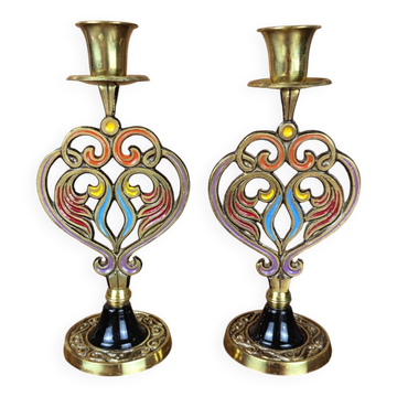 Bougeoirs mid century Abada M 514 laiton Made in Israël