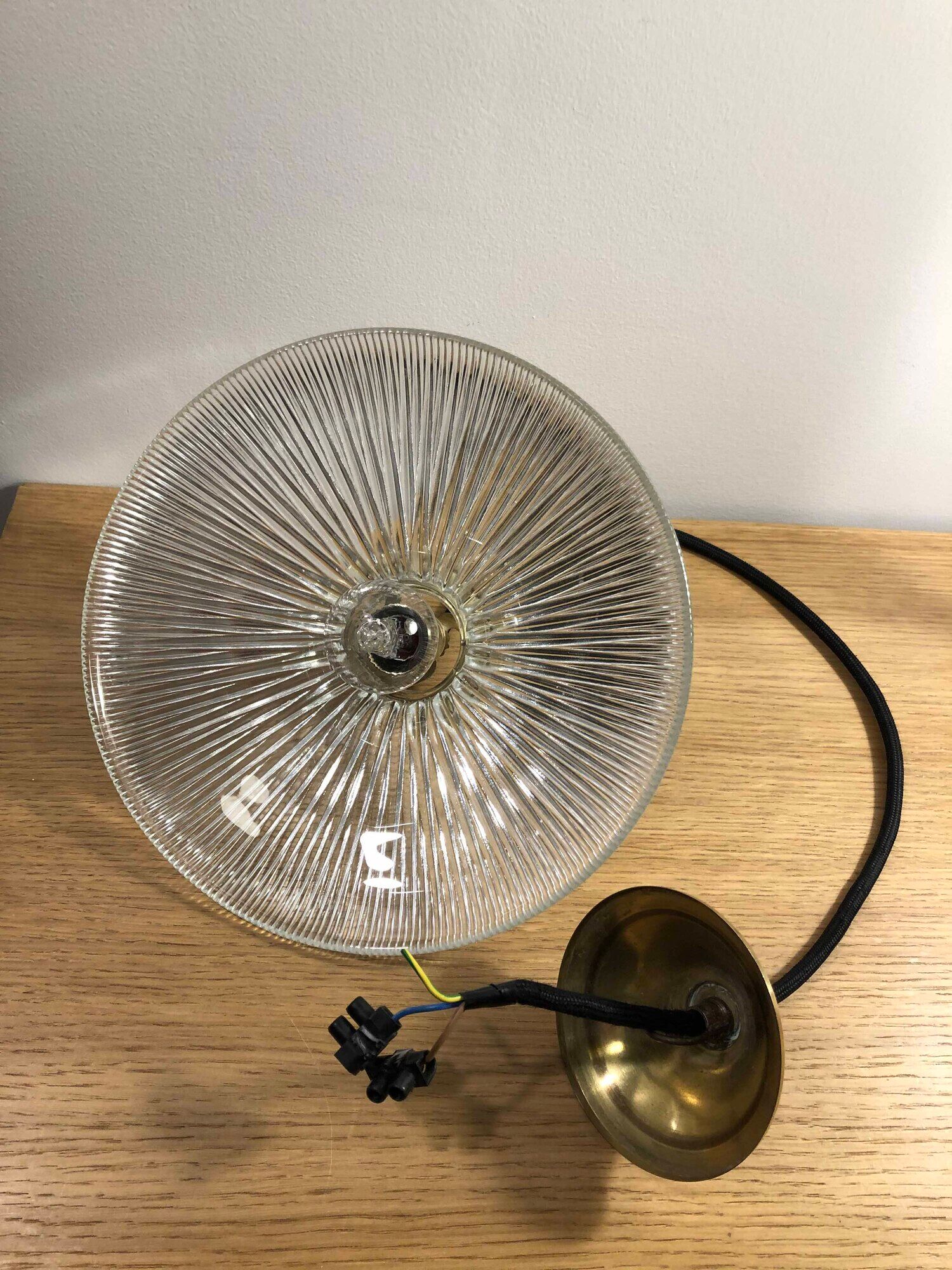 Holophane streaked glass hanging from the 20s and 30s.