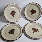 Ensemble de 4 assiettes vintage en grès émaillé décor abstrait "Thomas Germany", 26 cm