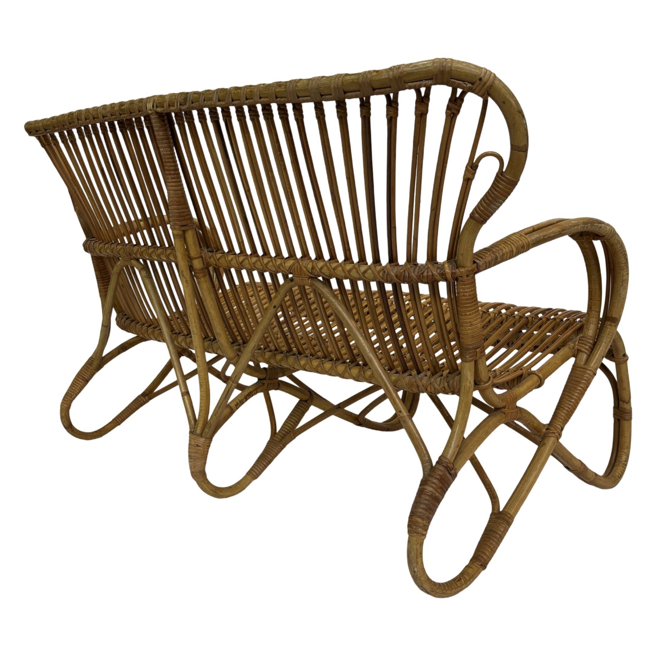 Vintage Rattan Sofa Belse 8 Design 1960s Rohe Noordwolde