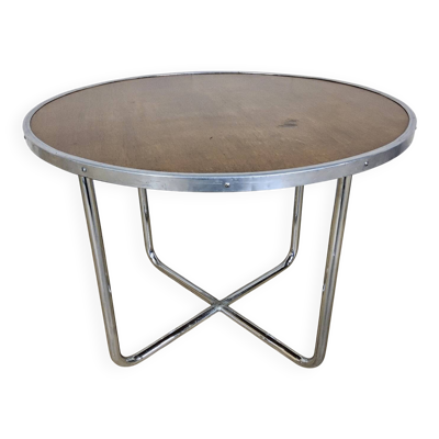 Table basse vintage - My Home Bas van Pelt (chrome et bois) années 1930