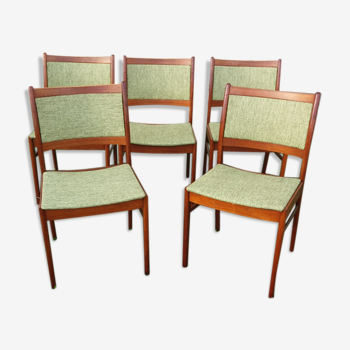 Lot de 5 chaises teck et tissu