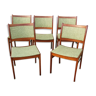 Lot of 5 teak chairs and fabric