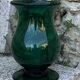 Grand Photophore, Bougeoir en verre soufflé vert, de style verrerie de BIOT, made in france