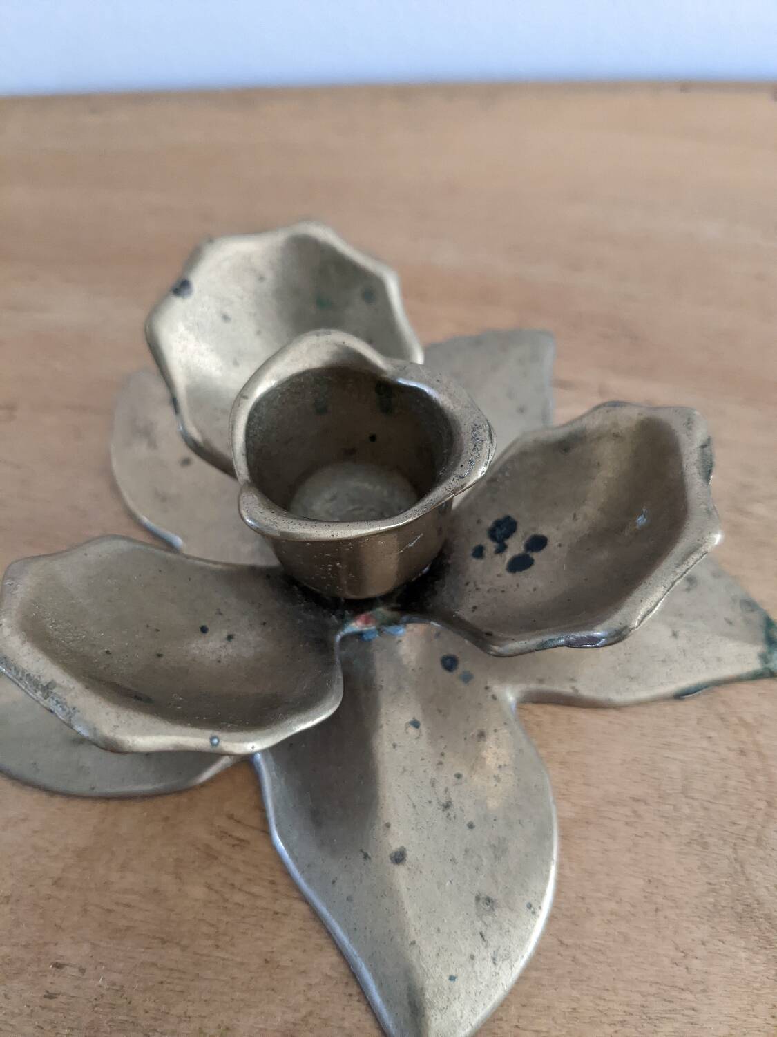 Brass lotus candle holder