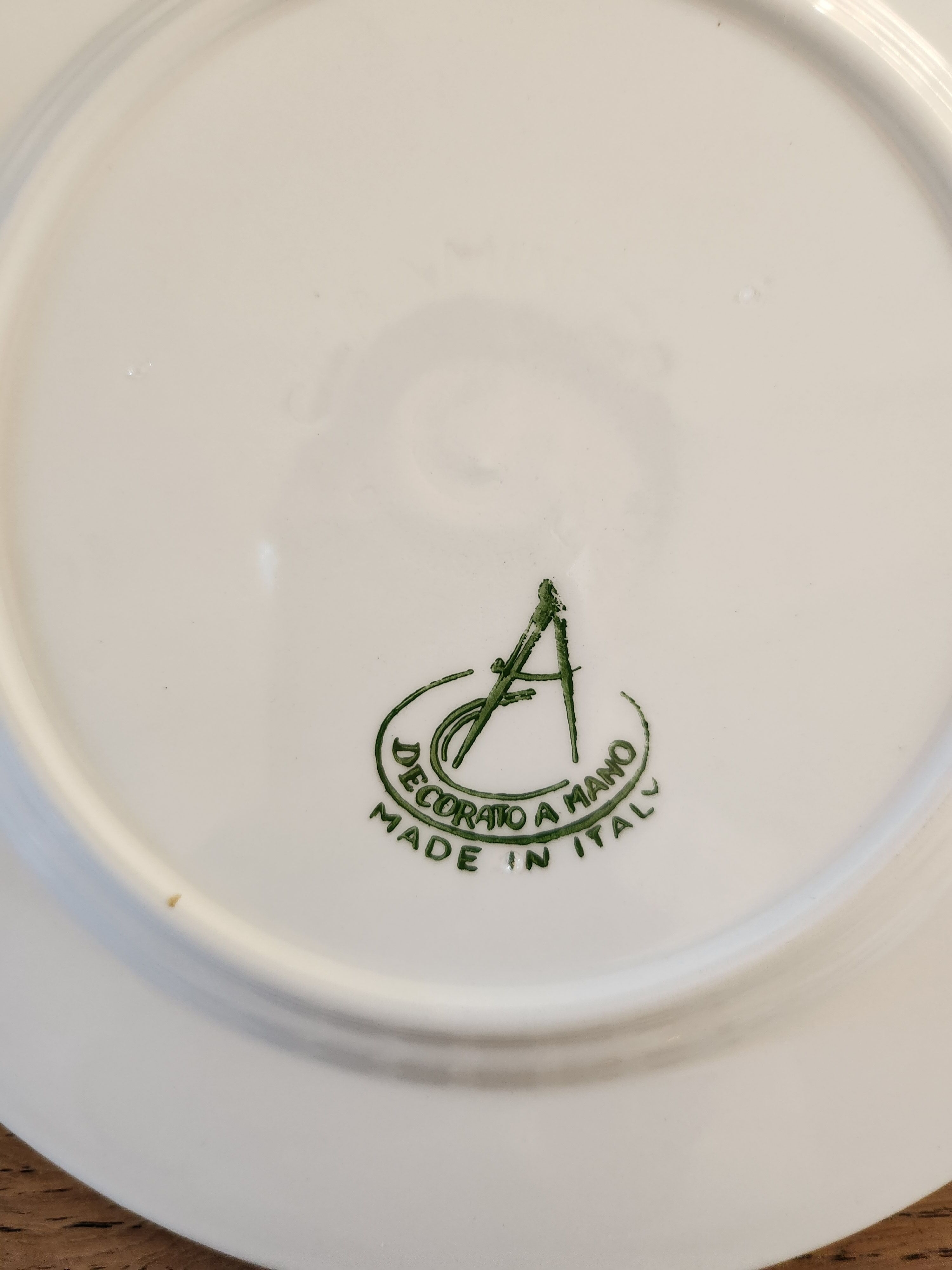 5 dessert plates Italian flowers blue / green / pink